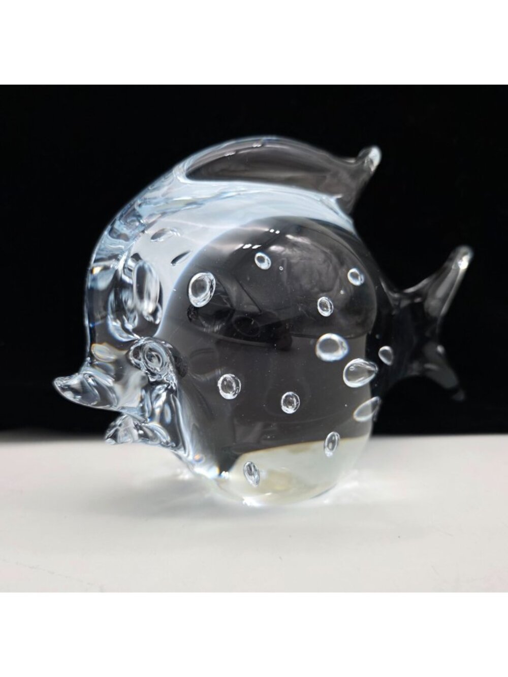 Signed Marcolin Sweden Art Glass Paperweight Fish Figure Bubbles 4.75" Tall - Picture 8 of 12